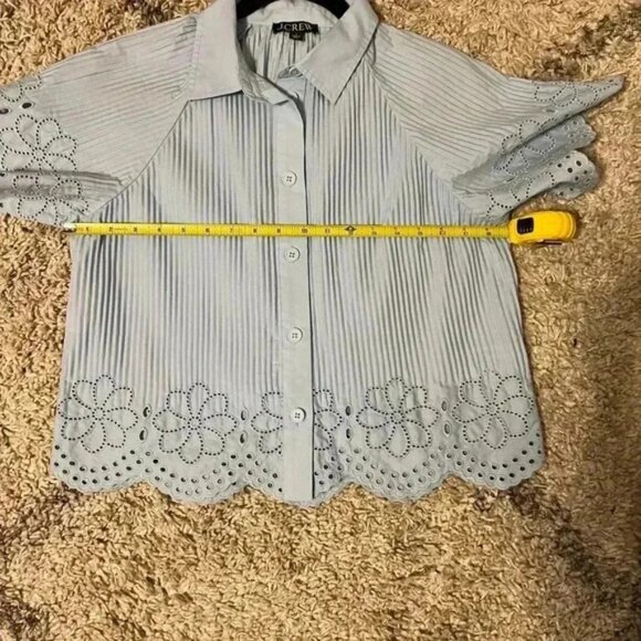 JCrew pleated eyelet-trim shirt in cotton poplin size S - Picture 11 of 11
